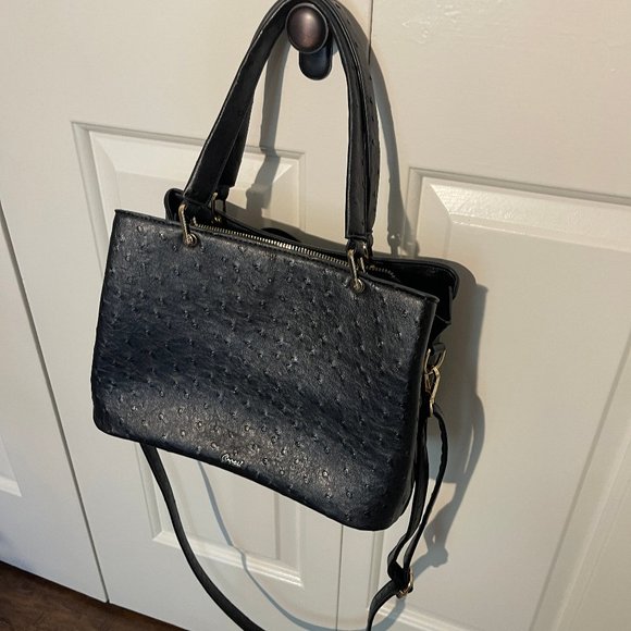 Black Vegan Ostritch Leather Purse with Bow - Picture 5 of 5